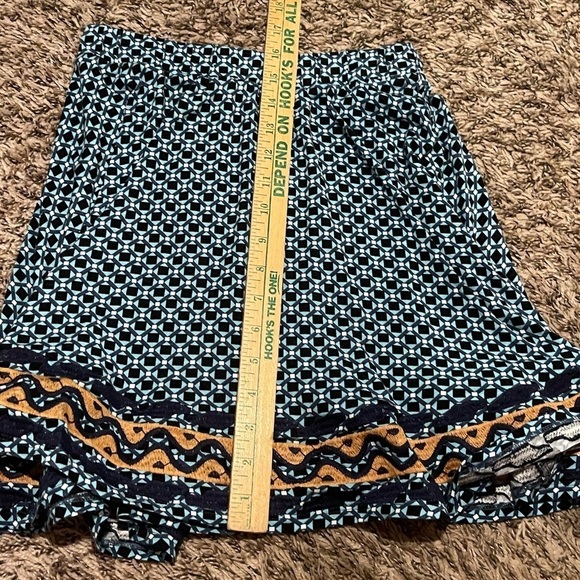 THML blue pattern embroidered boho flirty flare skirt - Picture 7 of 7